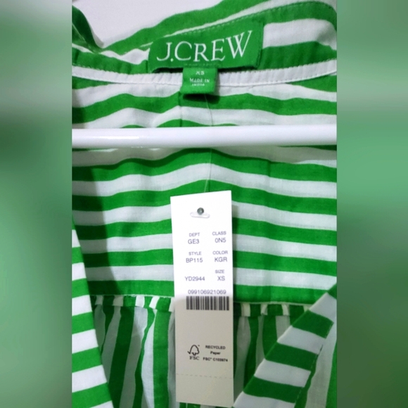 NWT JCREW Preppy Green Stripe Swimsuit Coverup Size XXS - Picture 2 of 4
